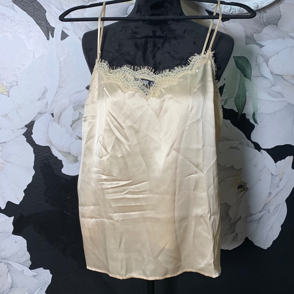 Paige Cream Silk Cami w/lace romantic cottage core sz L - Picture 1 of 8